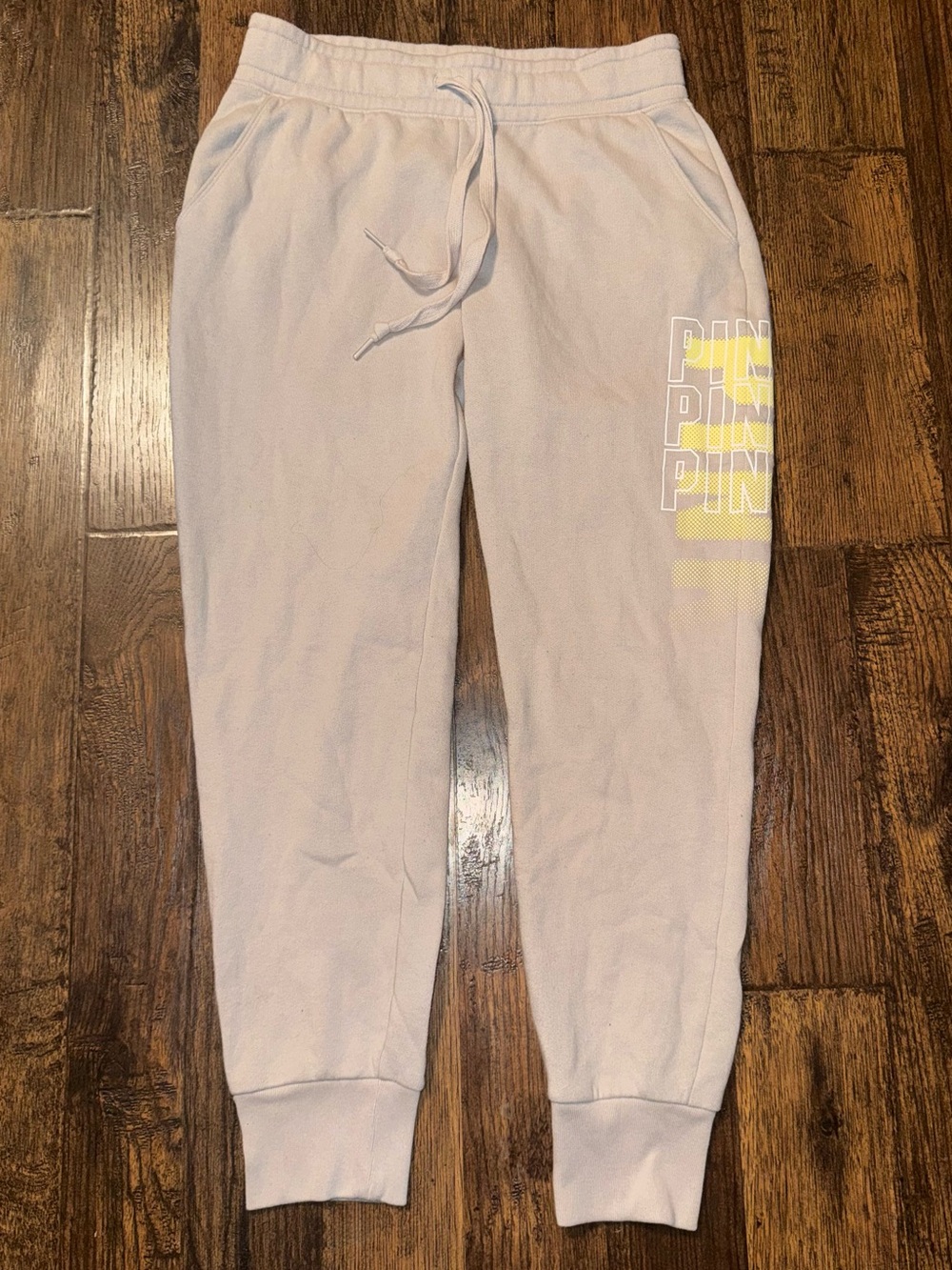 PINK Victoria's Secret Jogger Sweatpants with Yellow Logo Size Small